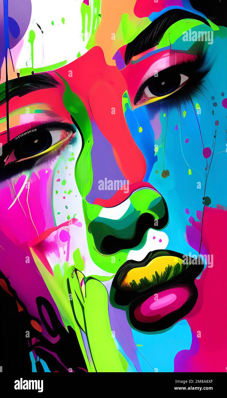 Painting art girl, girl portrait art, abstract girl, abstract model