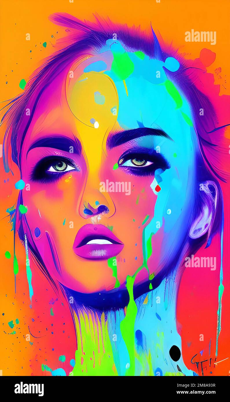 Painting art girl, girl portrait art, abstract girl, abstract model