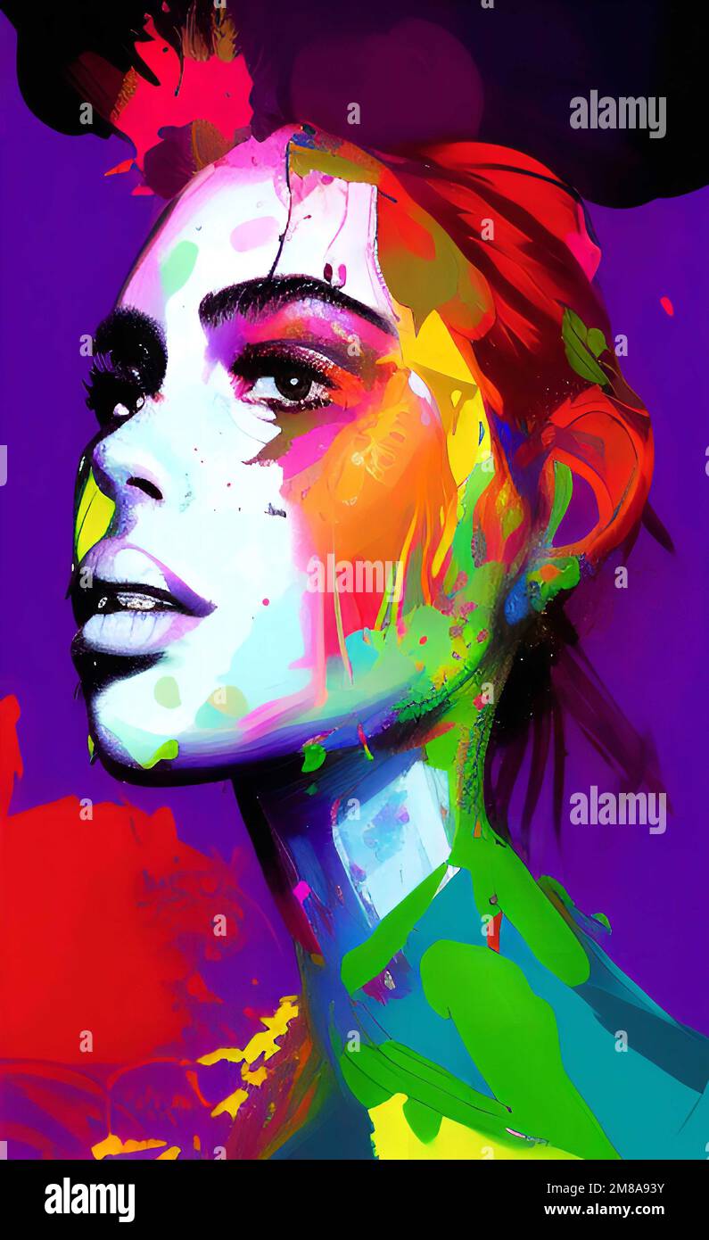 Painting art girl, girl portrait art, abstract girl, abstract model