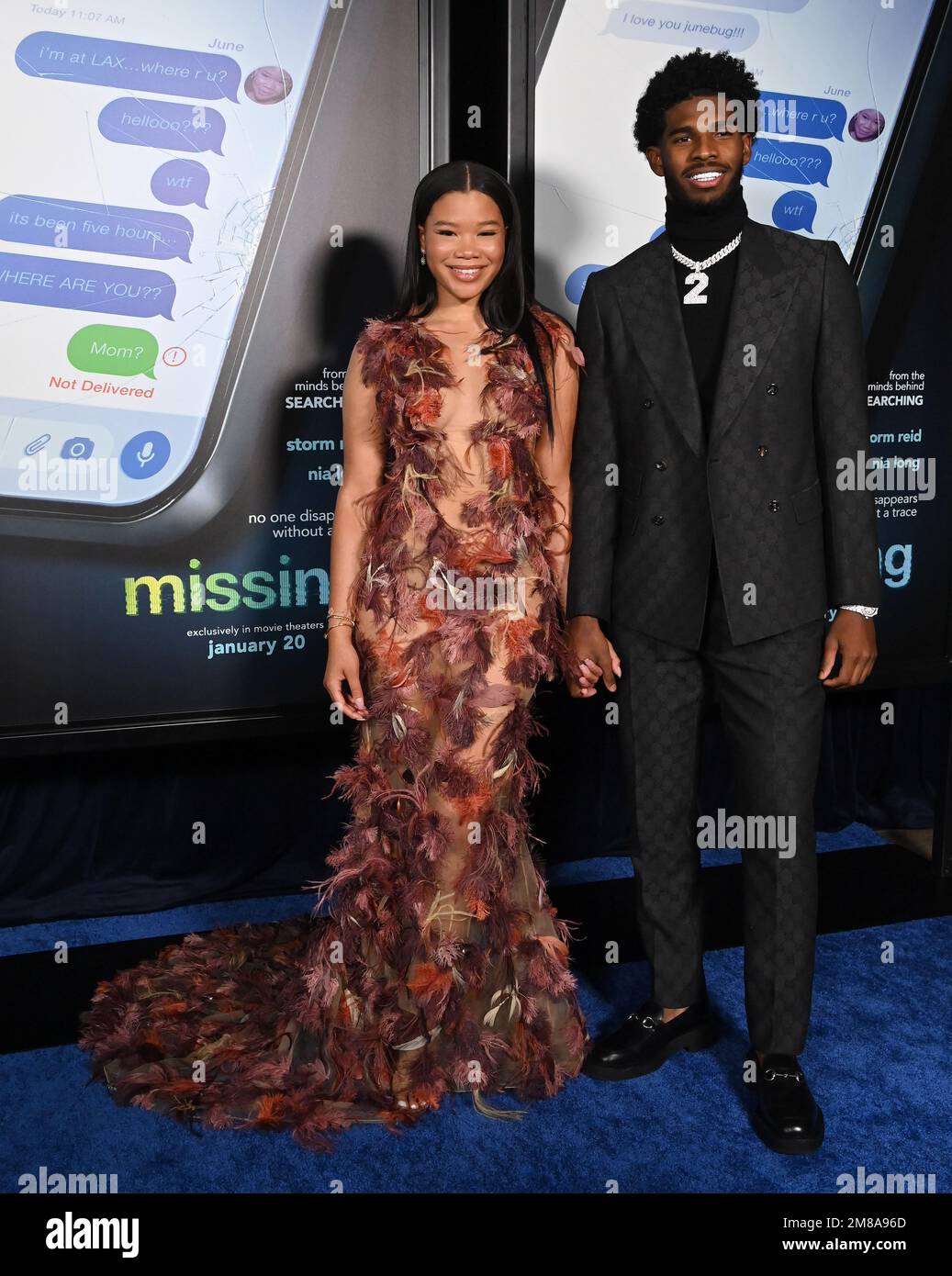 Los Angeles, Ca. 12/01/2023, Storm Reid and Shedeur Sanders arriving to