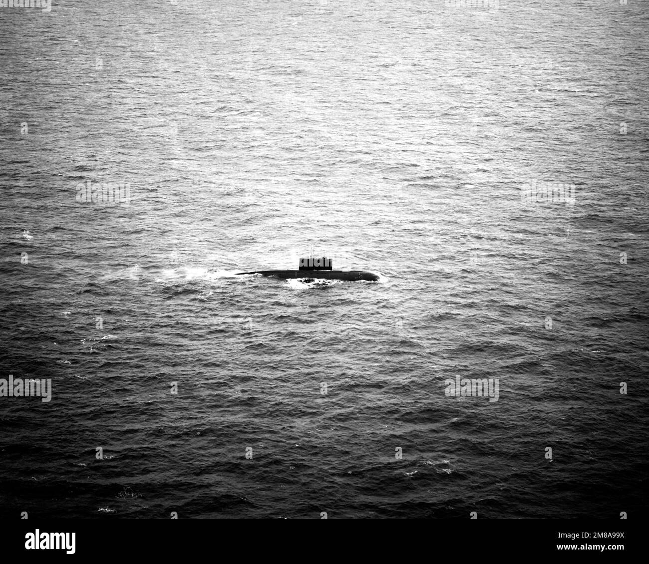 A starboard beam view of a Soviet Kilo class patrol submarine underway ...