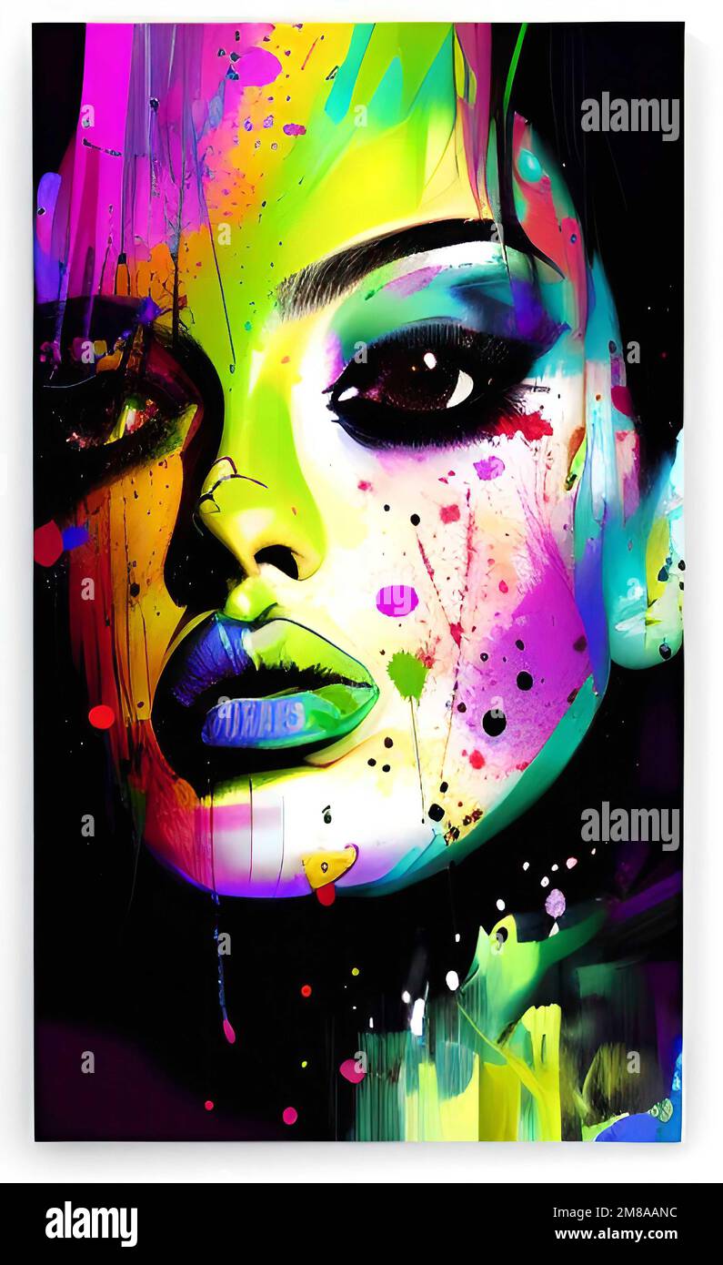 Painting art girl, girl portrait art, abstract girl, abstract model