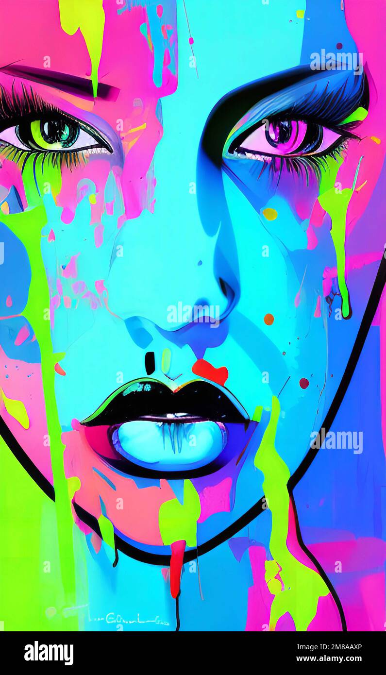 Painting art girl, girl portrait art, abstract girl, abstract model