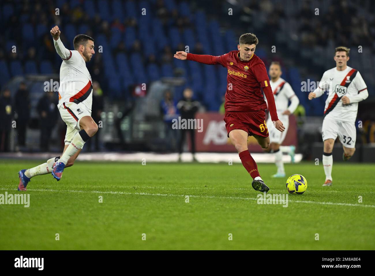 Italy: AS Roma vs Genoa CFC - Italian Cup Benjamin Tahirovic of A.S. Roma  during the Coppa