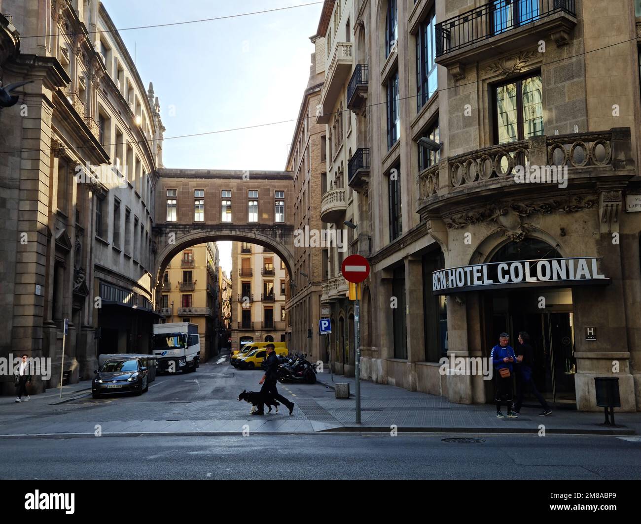 BCN Hotel Colonial and Correos building. Barcelona, Catalonia, Spain Stock Photo