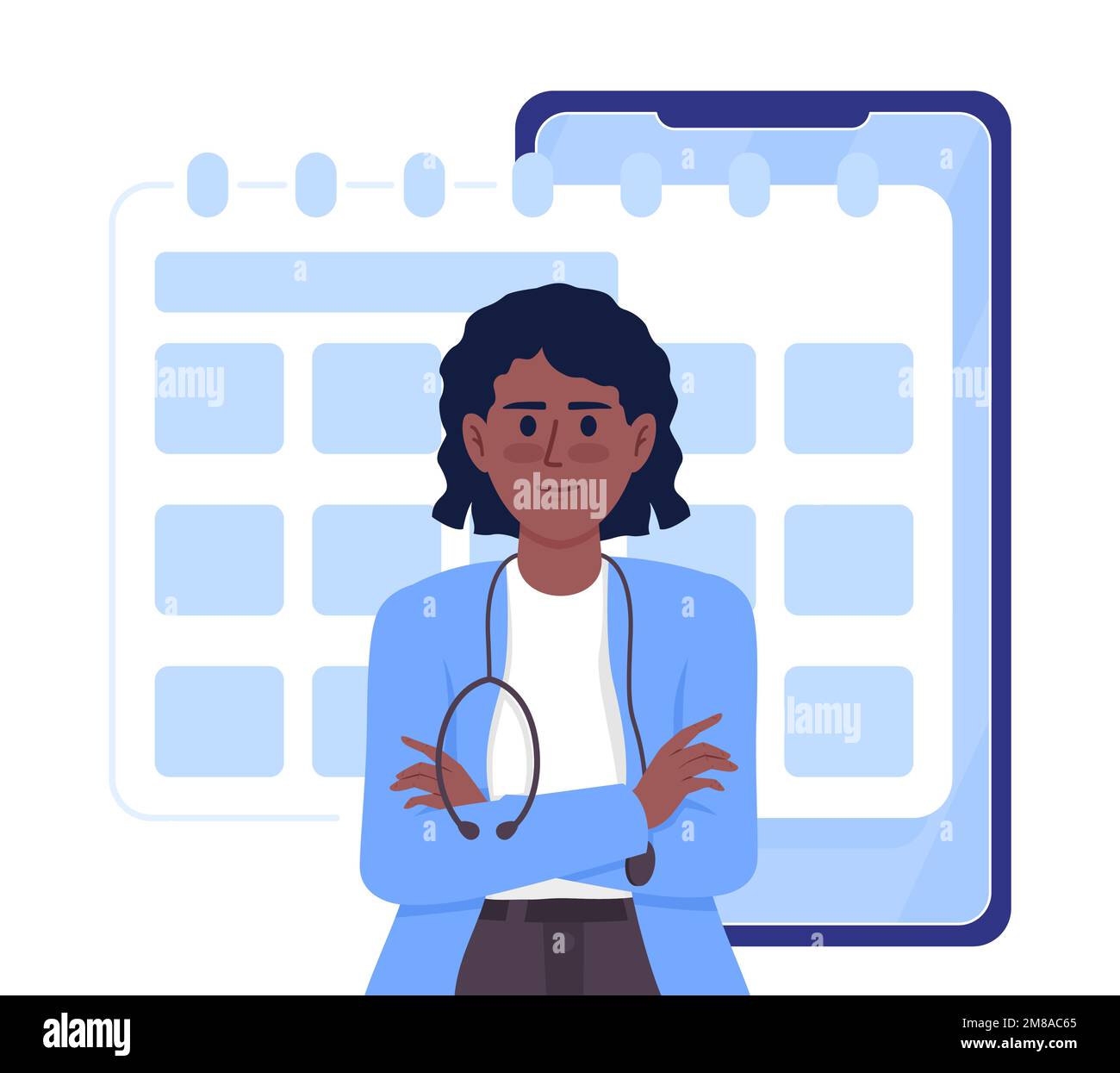 Scheduling visit to therapist flat concept vector illustration Stock Vector