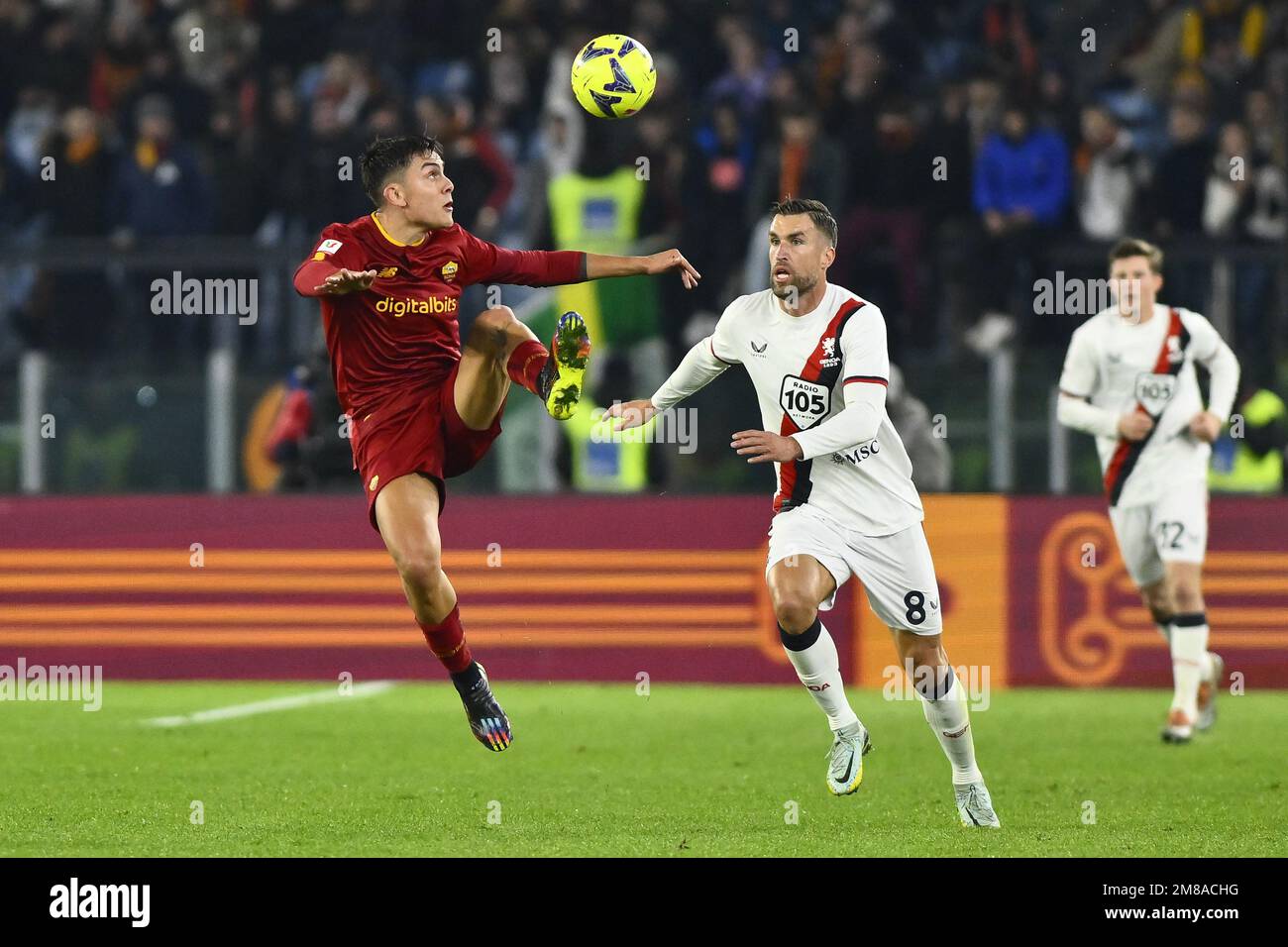 Paulo Dybala of A.S. Roma and Kevin Johannes Willem Strootman of Genoa CFC  during the Coppa Italia eighth-final between A.S. Roma vs Genoa C.F.C on Ja  Stock Photo - Alamy