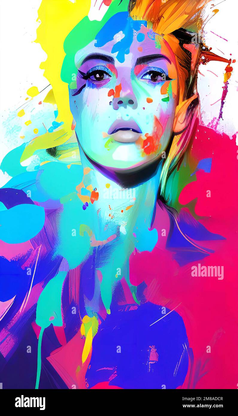 Painting art girl, girl portrait art, abstract girl, abstract model