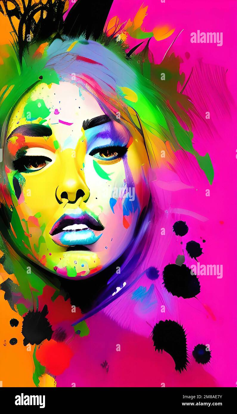 Painting art girl, girl portrait art, abstract girl, abstract model