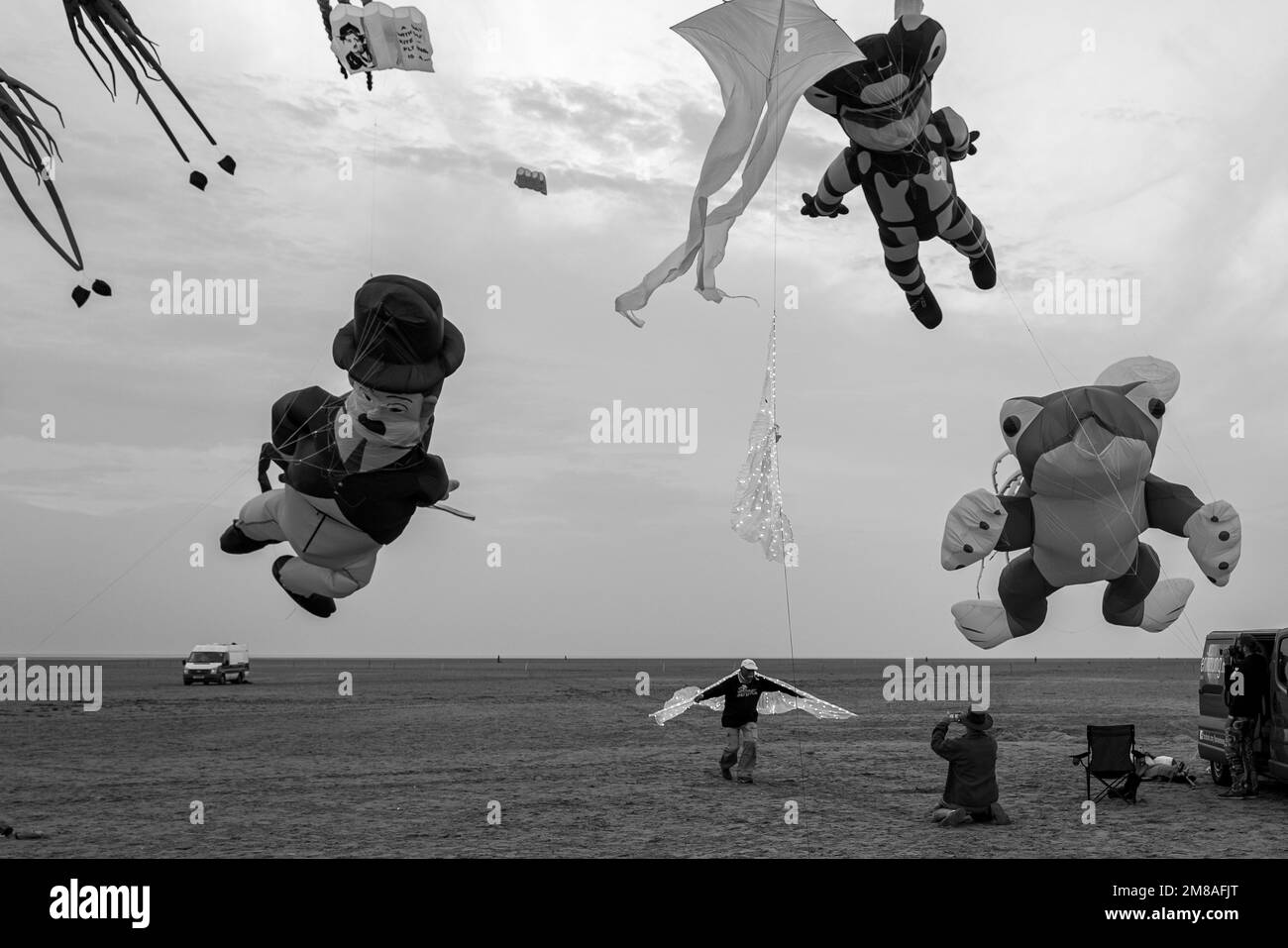A man has fun during the St Annes Kite Festival on the beach at St