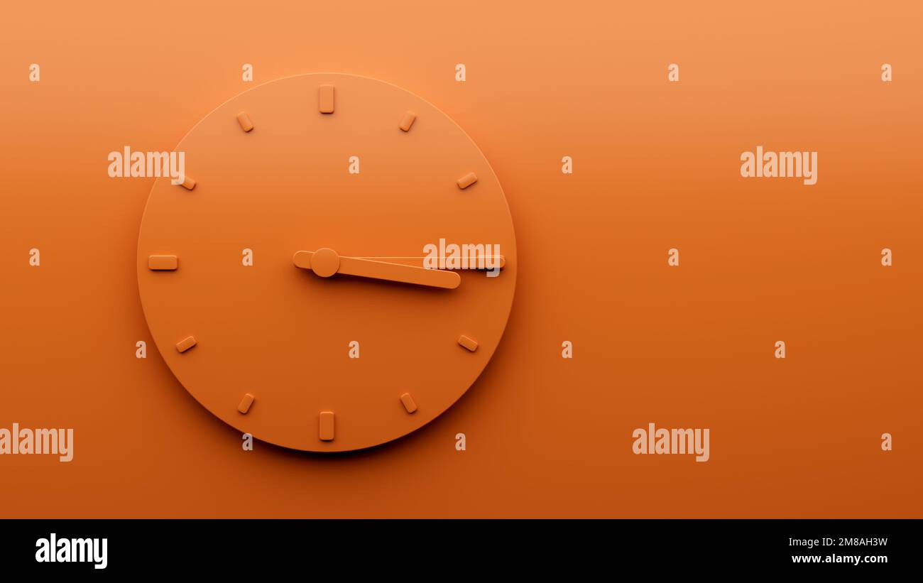 A Minimal Orange clock 315 quarter past Three o'clock abstract, 3d