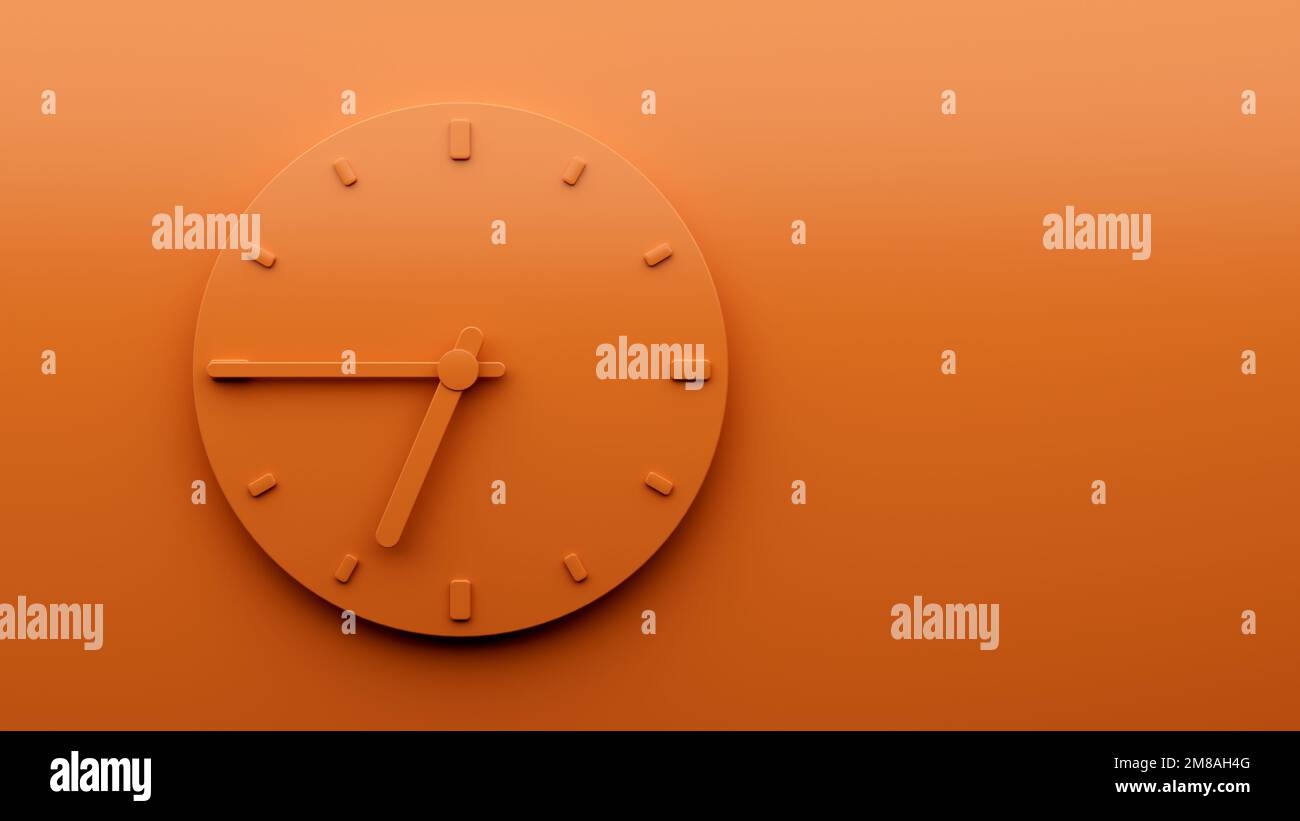 A Minimal Orange clock 645 o clock quarter to Seven abstract