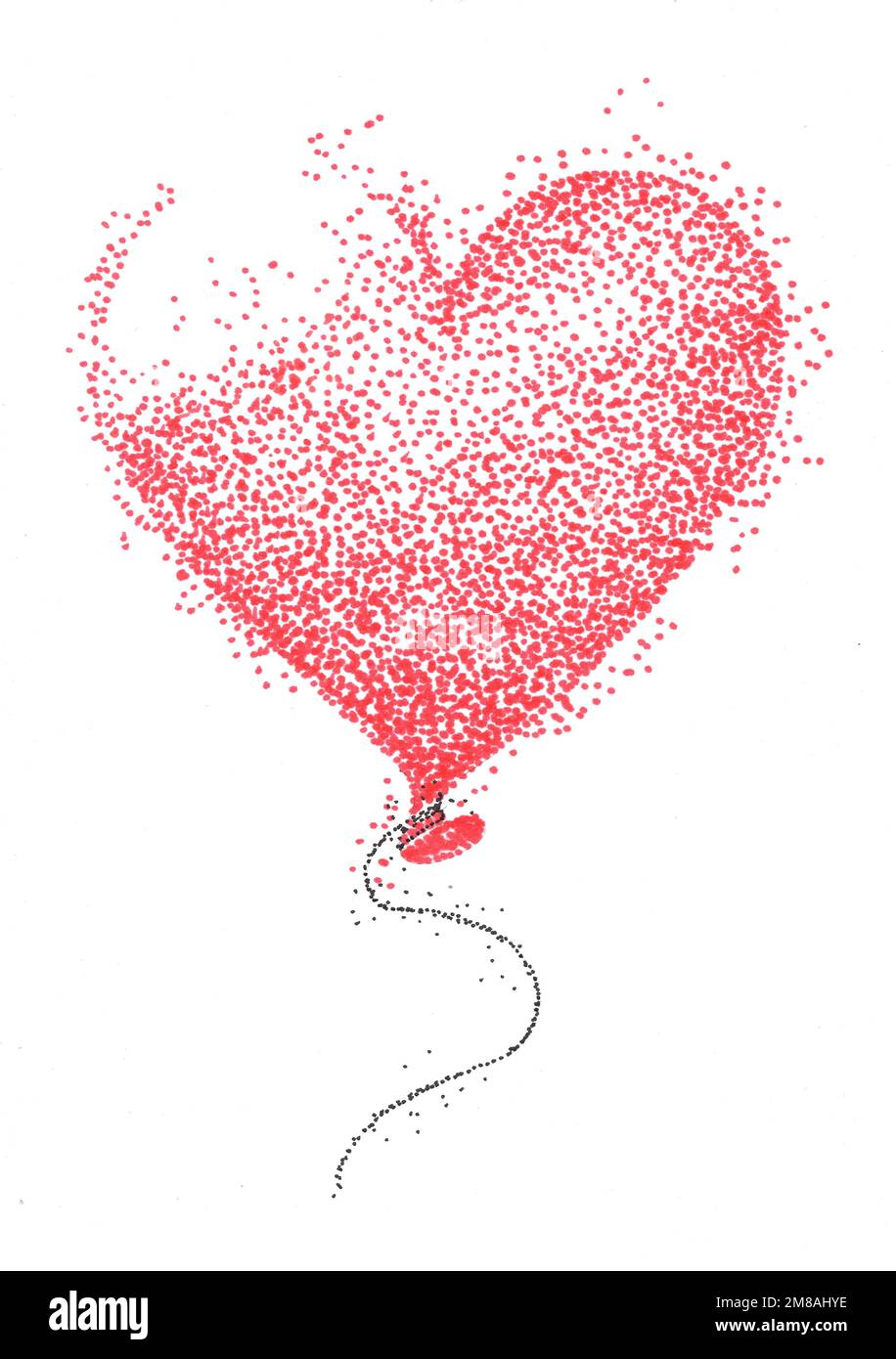 Red balloon in the shape of a heart on a white background Stock Photo ...