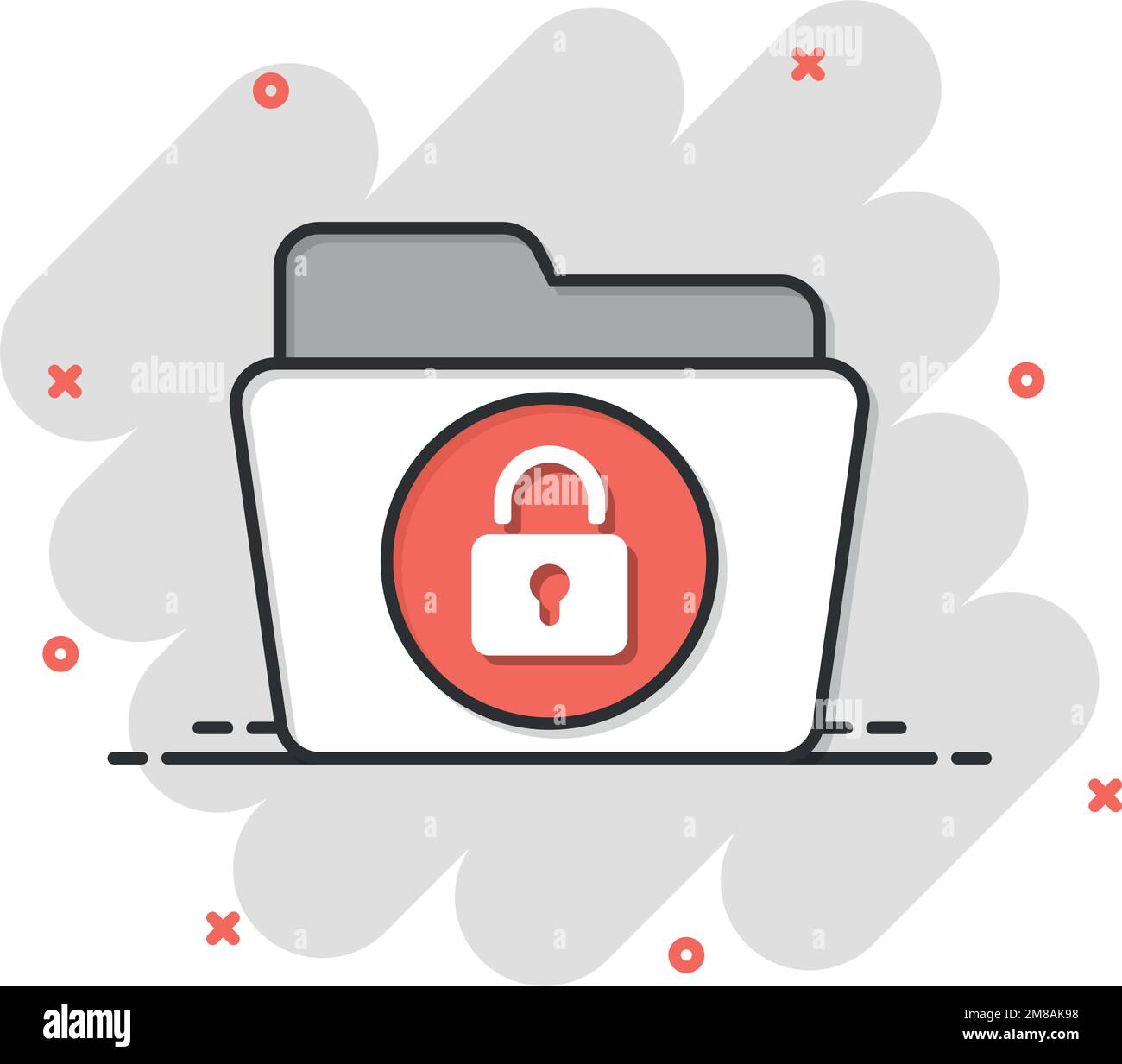 Files folder permission icon in comic style. Document access cartoon ...