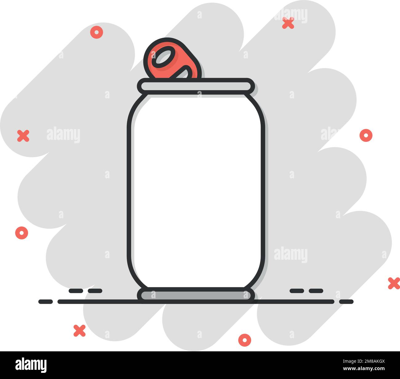 Soda can icon in comic style. Drink bottle cartoon vector illustration on isolated background. Beverage splash effect sign business concept. Stock Vector