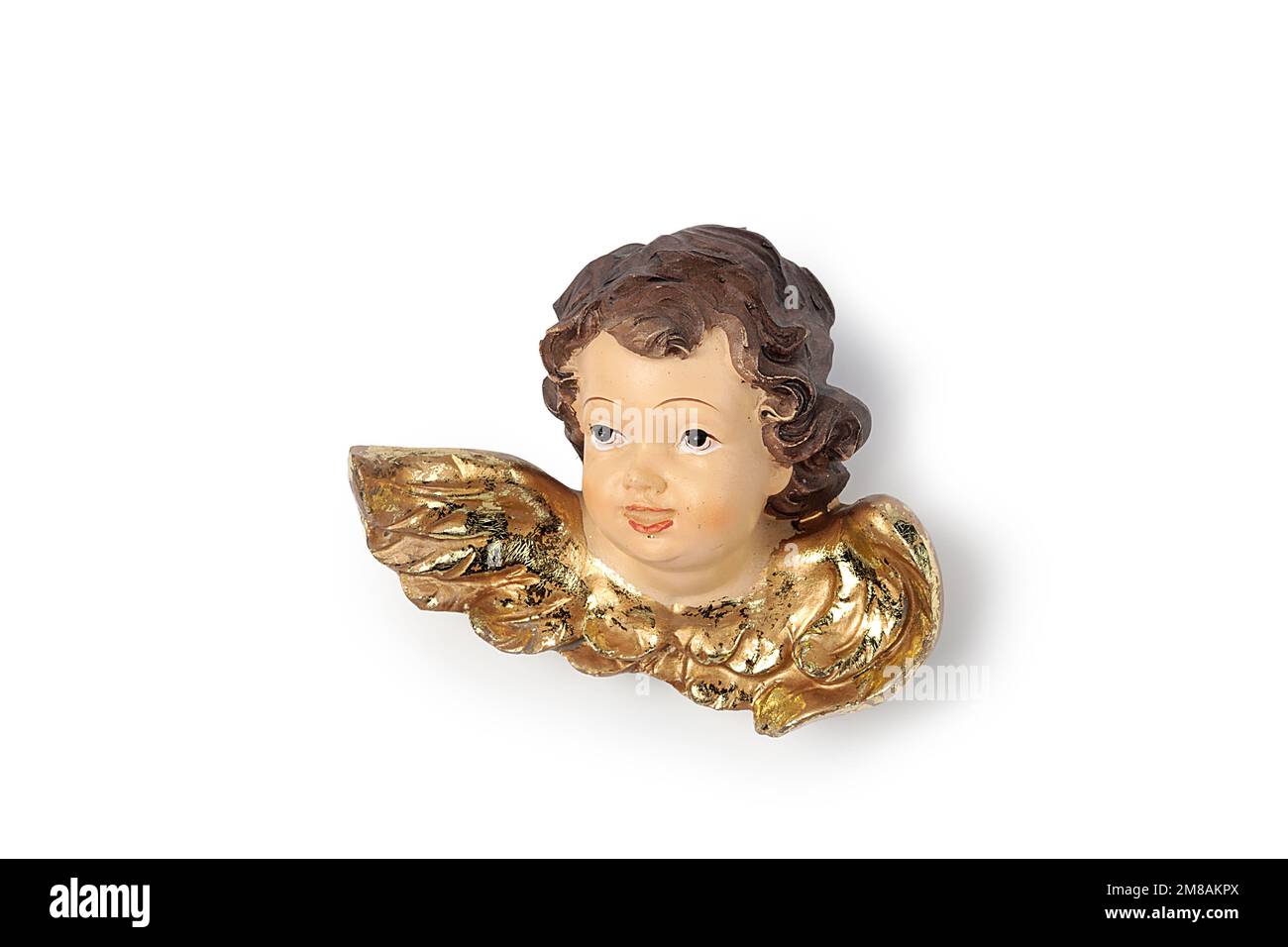 Ceramic angel figurine on a white background. Ideal for Christmas and