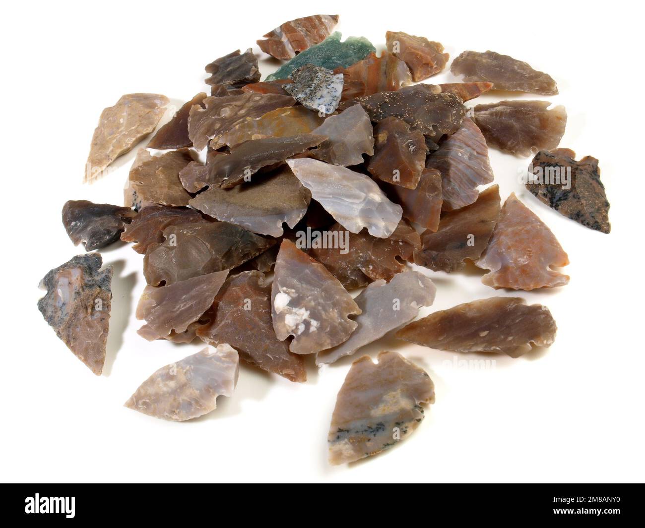 Stone Age Flint Stone Arrow Heads Stone Arrows isolated on white