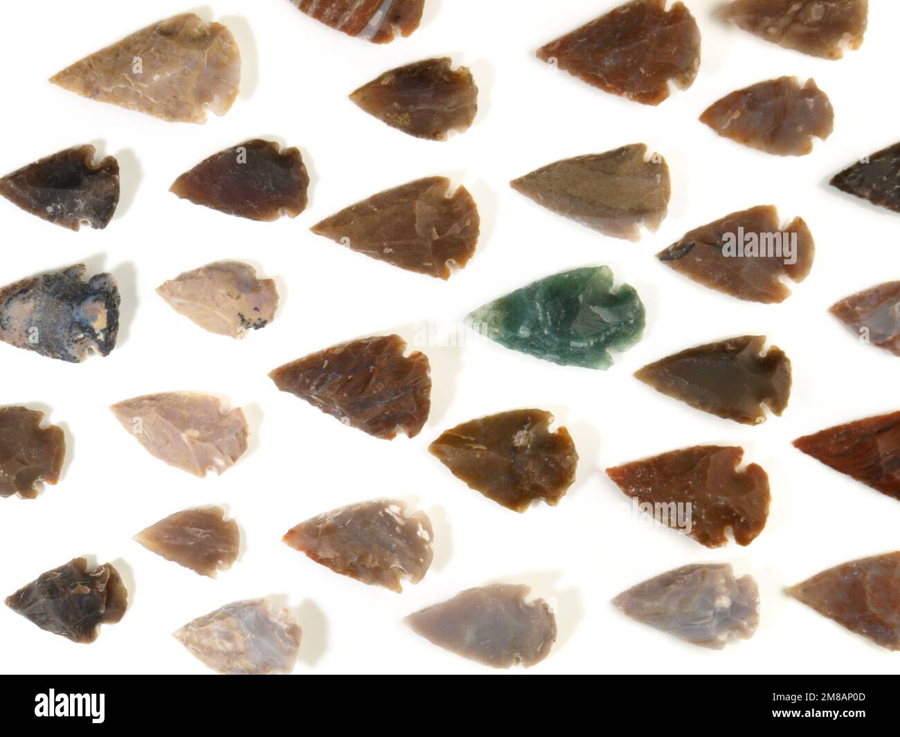 Stone Age Flint Stone Arrow Heads Stone Arrows isolated on white