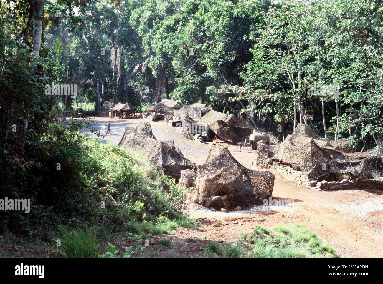 A view of the command compound set up in a clearing at a petroleumoil
