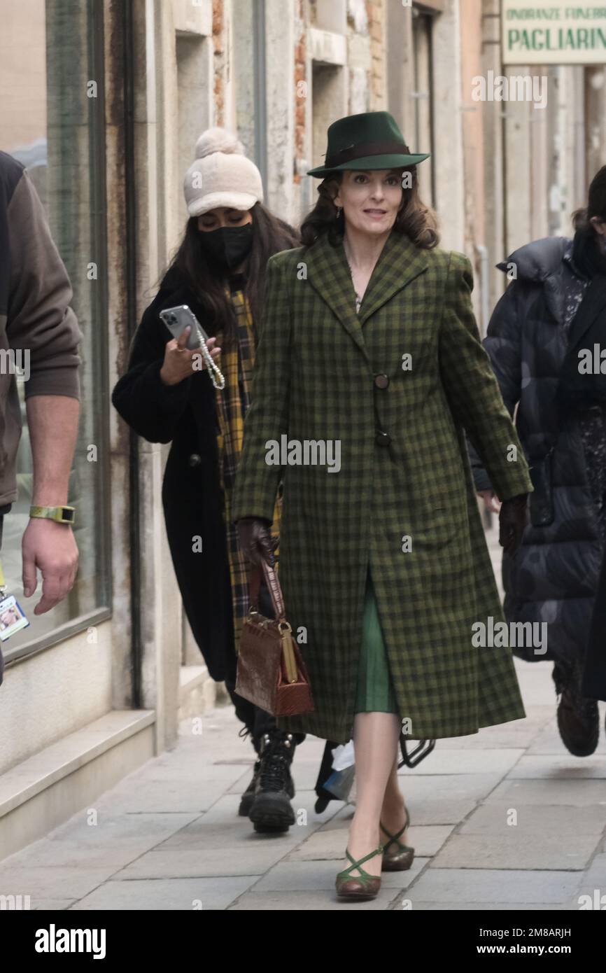 Tina Fey during the filming of Haunting in Venice directed by Kenneth Branagh Stock Photo
