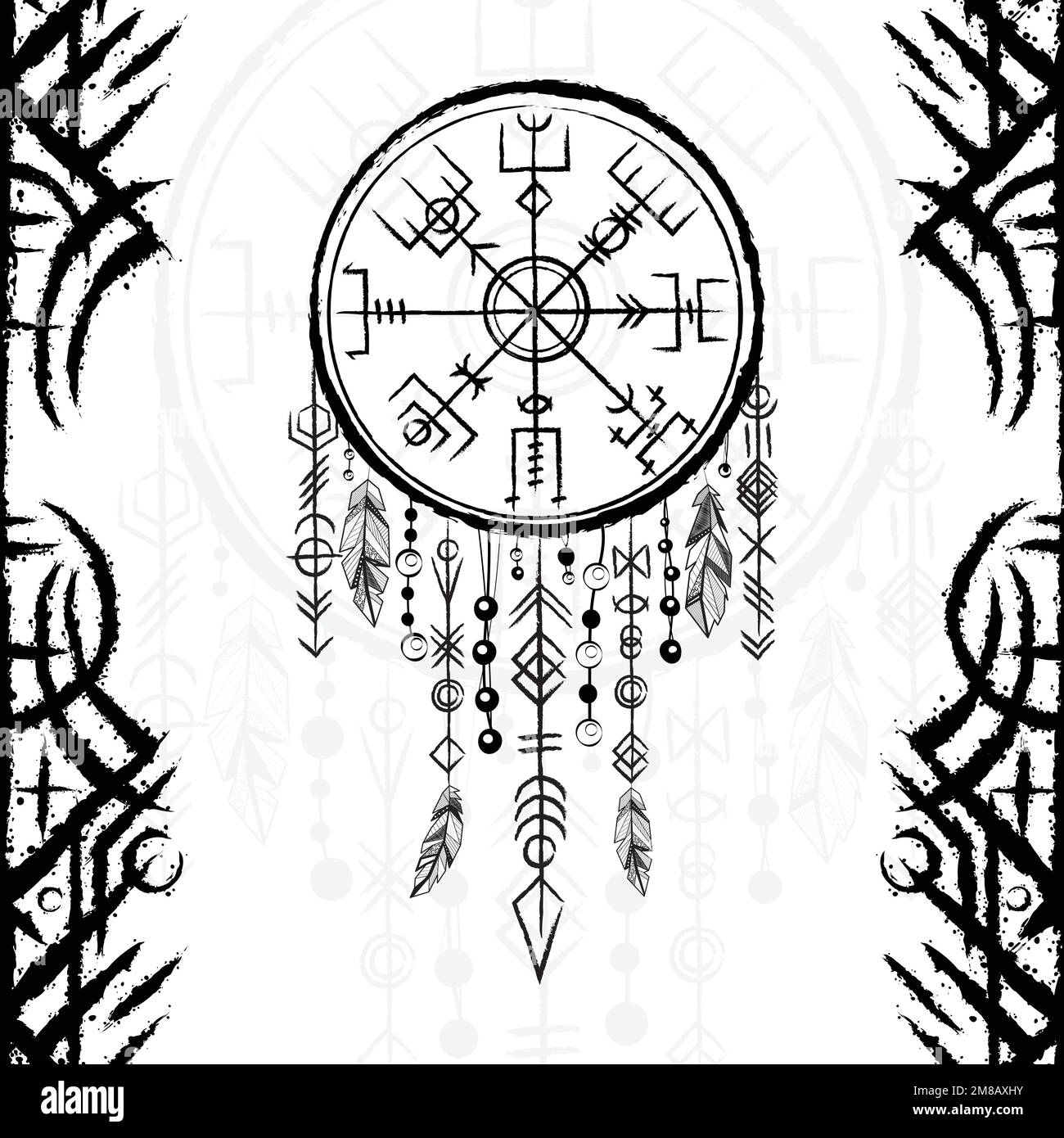 Dreamcatcher with viking lines Stock Vector