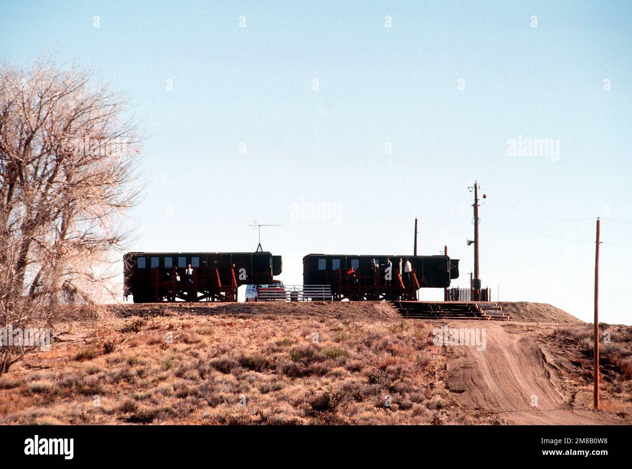 Two trailers sit on a hill at the depot. The trailers have been provided for members of a Soviet inspection team and their American escorts who are on hand to witness the destruction of several Pershing II missiles in accordance with the Intermediate-Range Nuclear Forces (INF) Treaty. Base: Pueblo Army Depot Activity State: Colorado (CO) Country: United States Of America (USA) Stock Photo