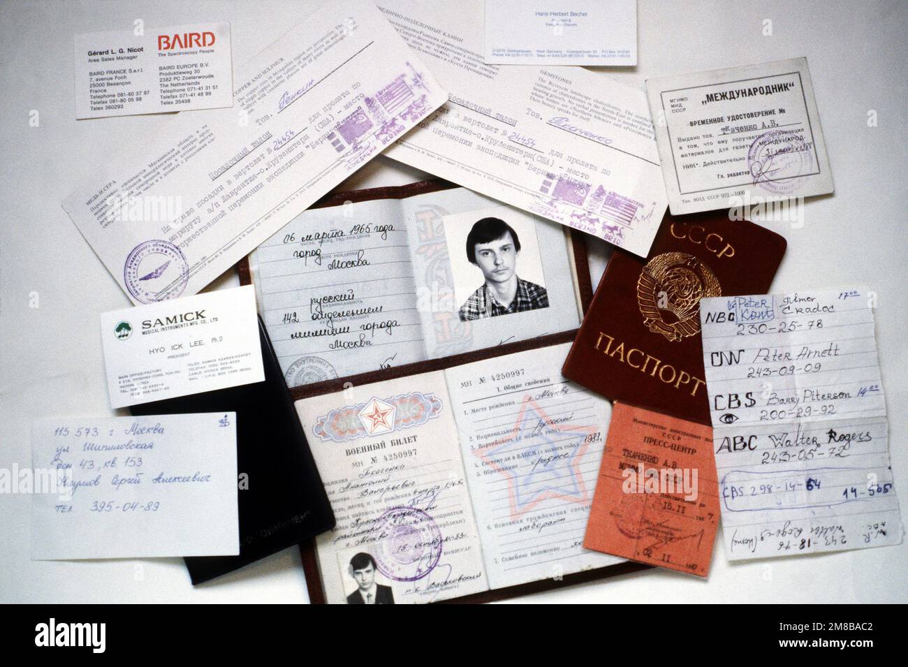 A close-up view of forged documents which enabled Anatoly Kachenko, a ...