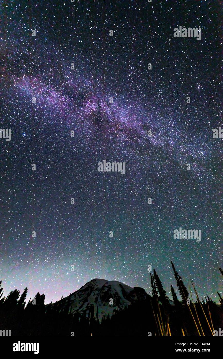A vertical shot of the starry night sky over mountains Stock Photo - Alamy