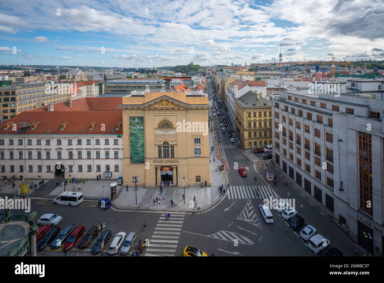 Hybernia Theatre at Republic Square (Namesti Republiky) - Prague, Czech Republic Stock Photo