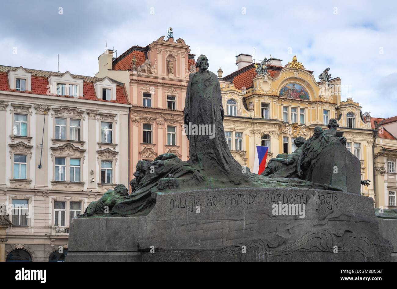 Jan Hus Memorial at Old Town Square - Prague, Czech Republic Stock Photo