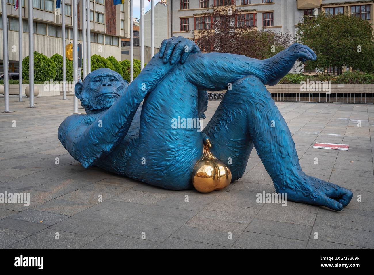 King Kong Balls Sculpture by Denis Defrancesco, 2019 - Prague, Czech Republic Stock Photo
