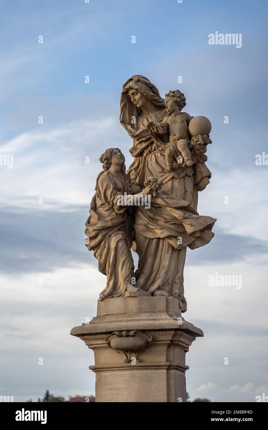 Statue of St. Anne at Charles Bridge Prague, Czech Republic Stock