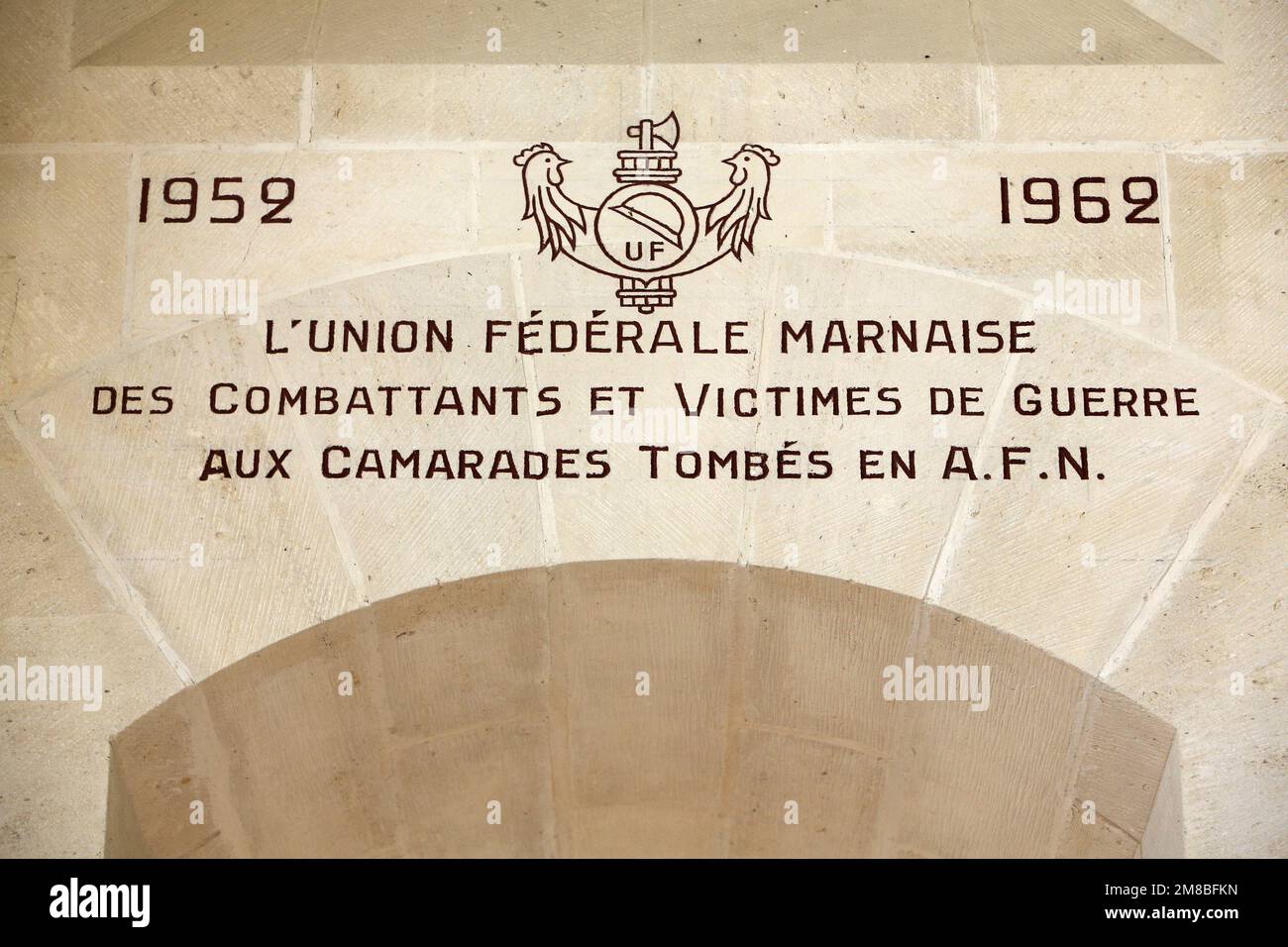 The Federal Union Marnaise combatants and war victims to fallen comrades in AFN The Memorial of the Battles of the Marne. From 1914 to 1918. Dormans. Stock Photo