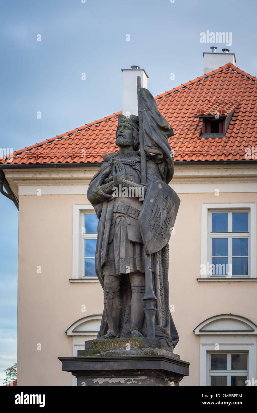 Statue of St Wenceslas at Charles Bridge Prague, Czech Republic Stock