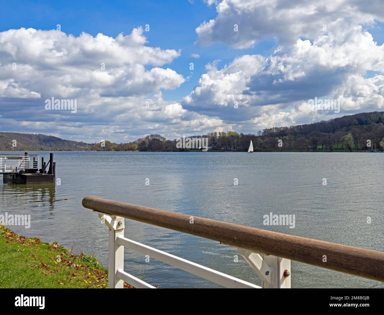 View of Baldeneysee lake reservoir in Ruhr area, Germany Stock Photo