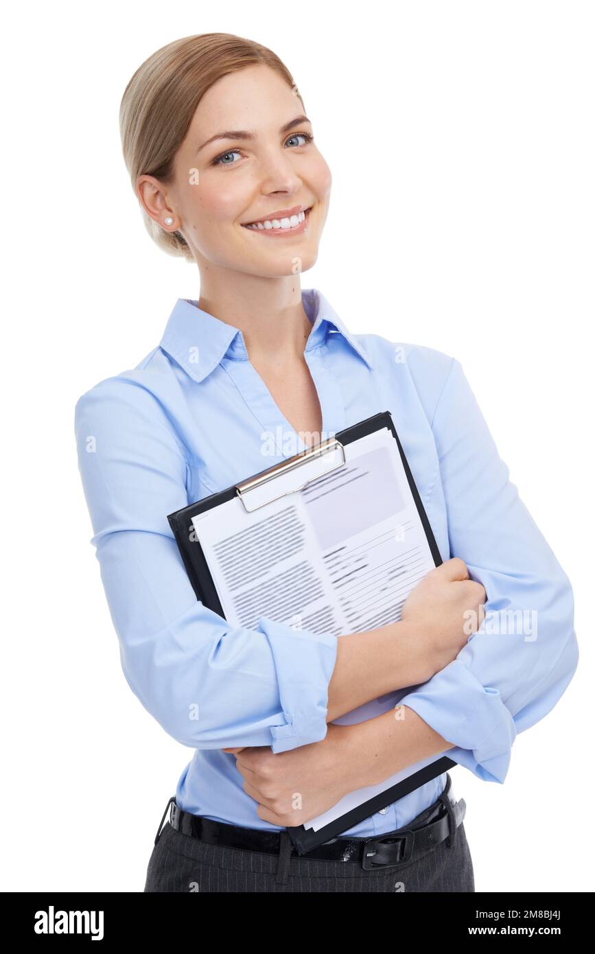 Hr management, portrait or paper clipboard on isolated white background