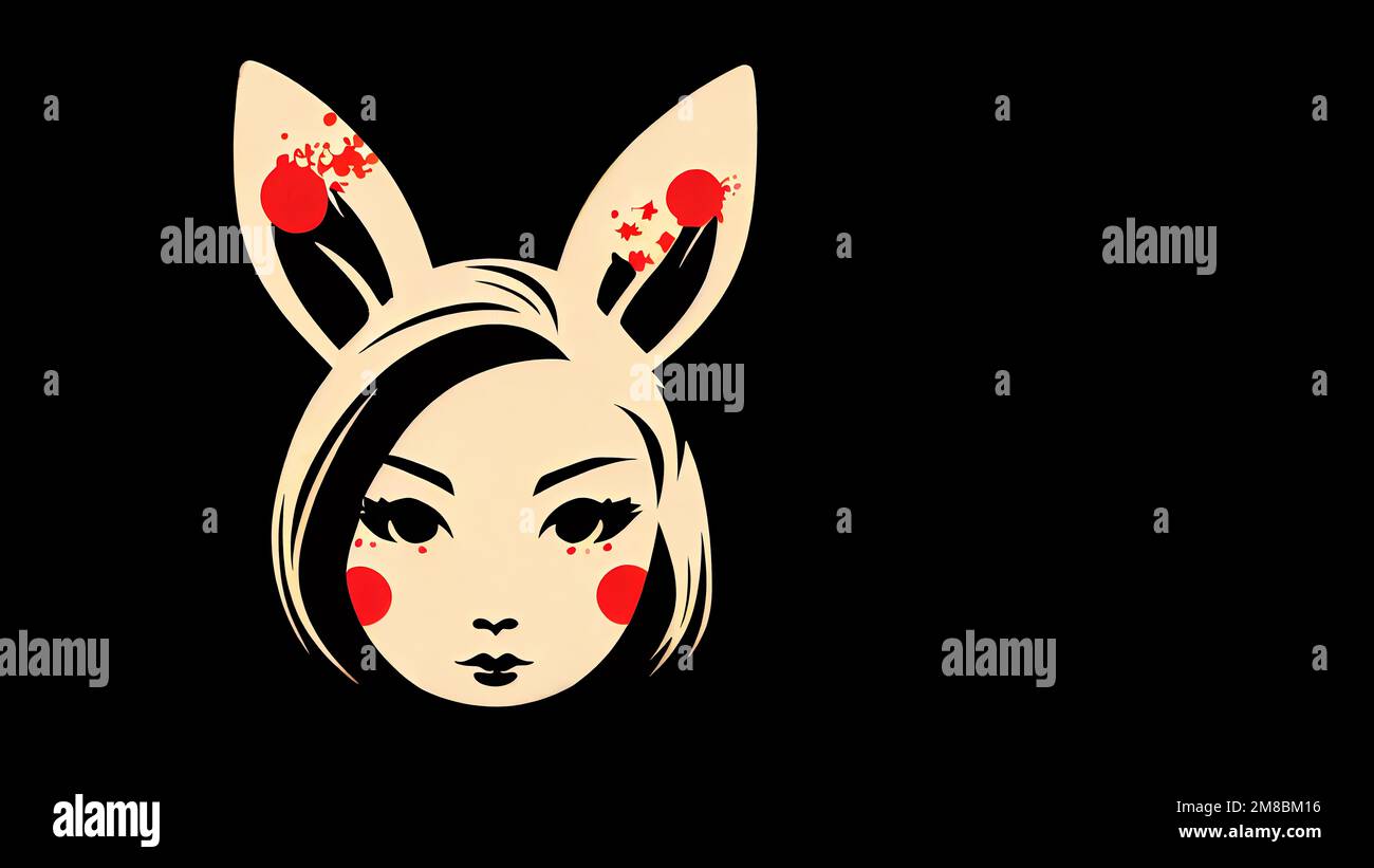 rabbit girl or easter bunny woman - generative AI Stock Photo