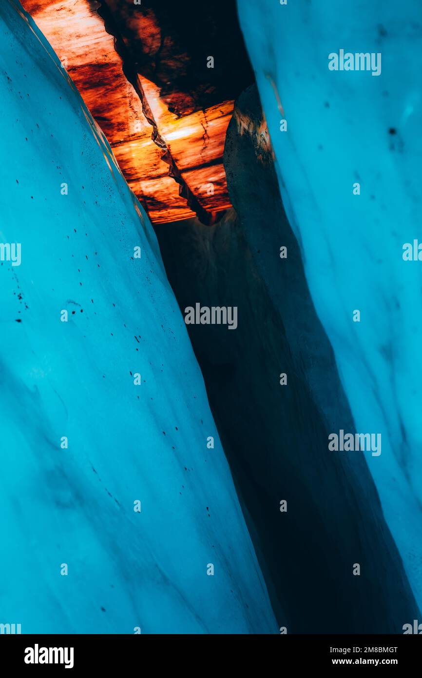 Ice structures in the ice cave at the Rhone Glacier, Switzerland Stock ...