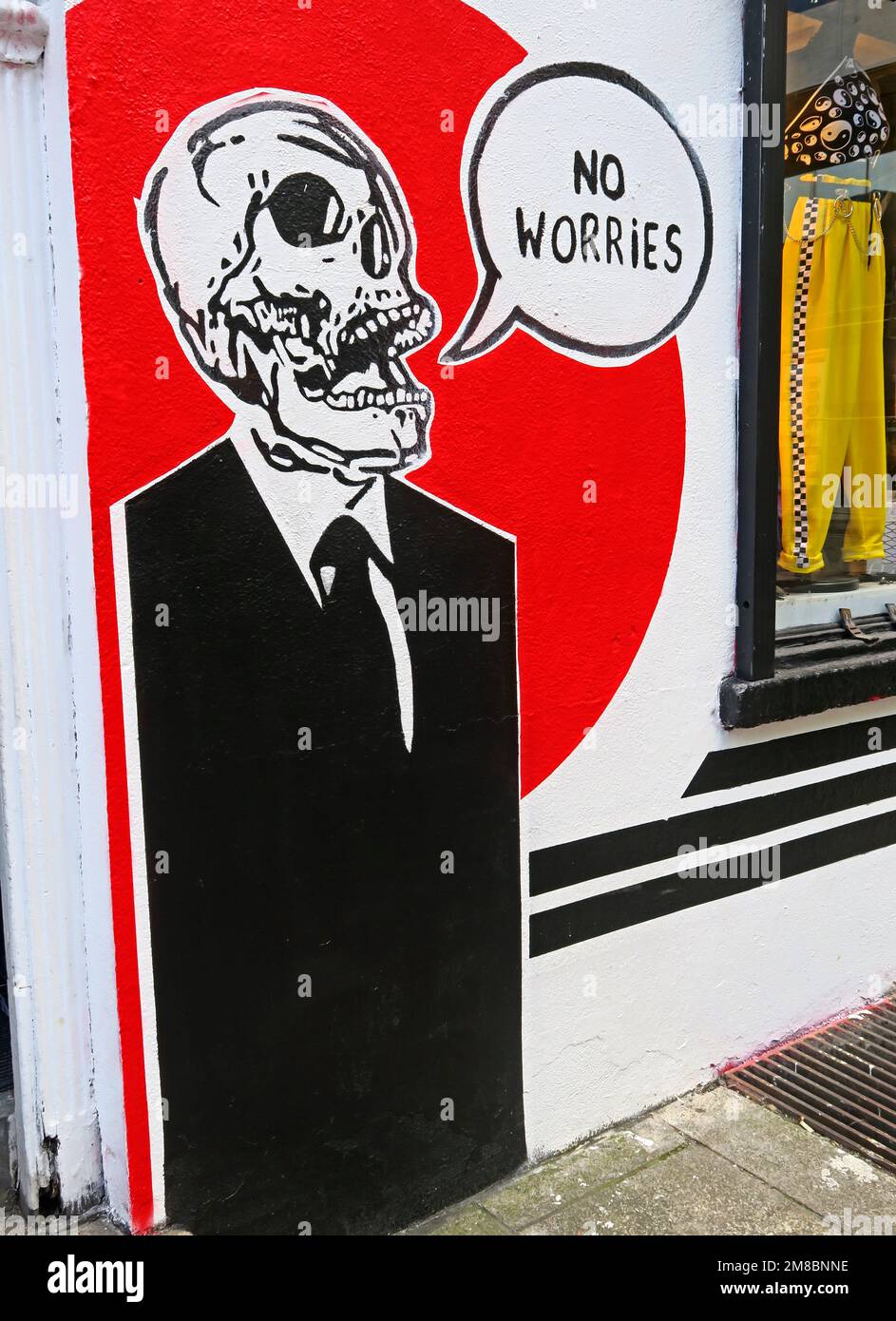 Skull graffiti, in Dublin, near Temple Bar - No Worries Stock Photo