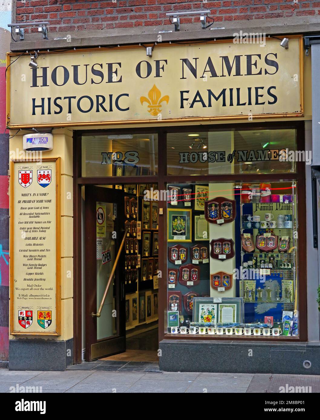 House of names, 8 Fleet St, Temple Bar, Dublin, D02 TH74 Stock Photo