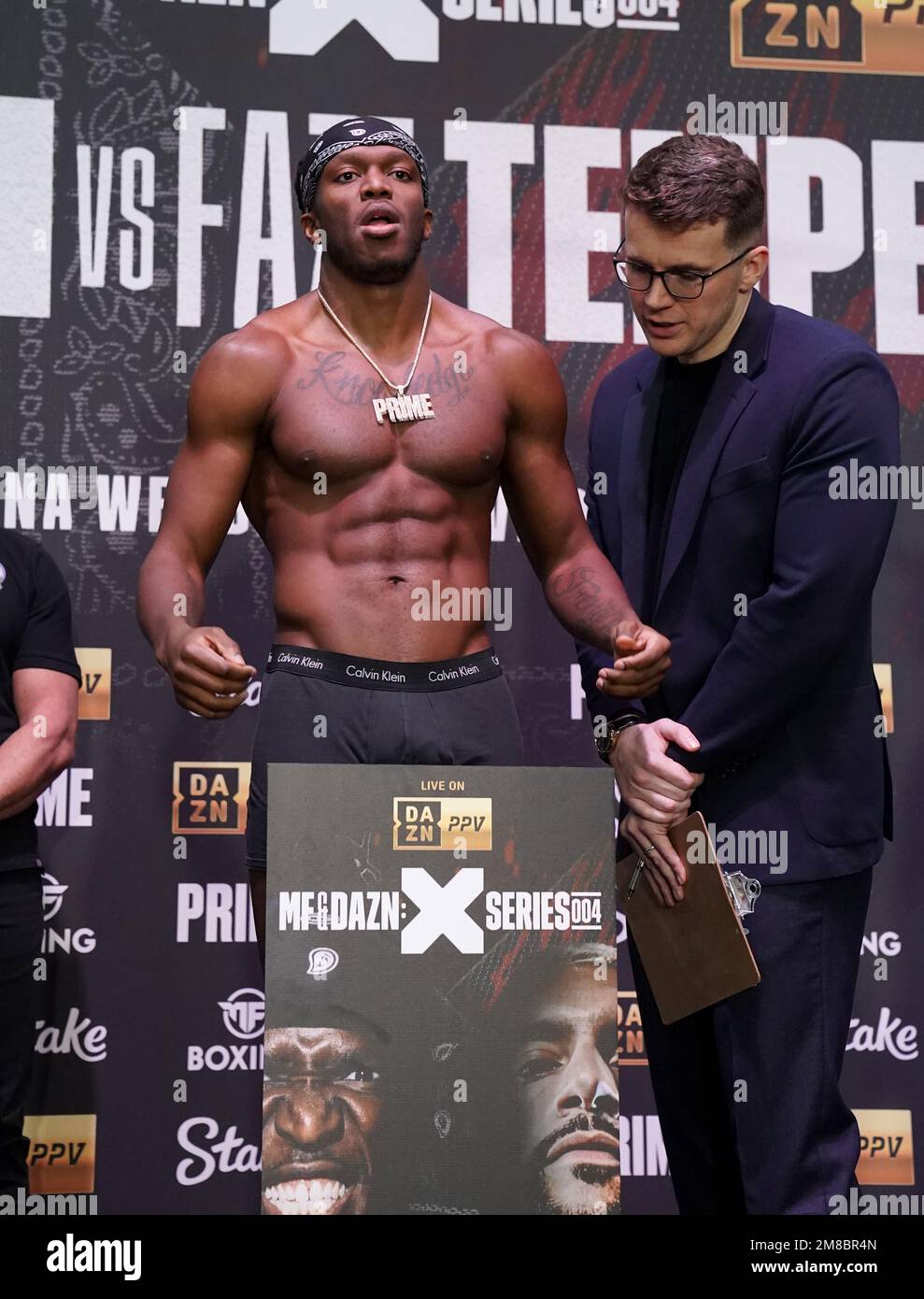 KSI during the weighin at BOXPARK Wembley, London. Picture date Friday January 13, 2023 Stock