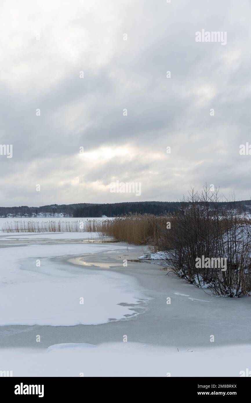 Winter at lake Mälaren, Sweden Stock Photo