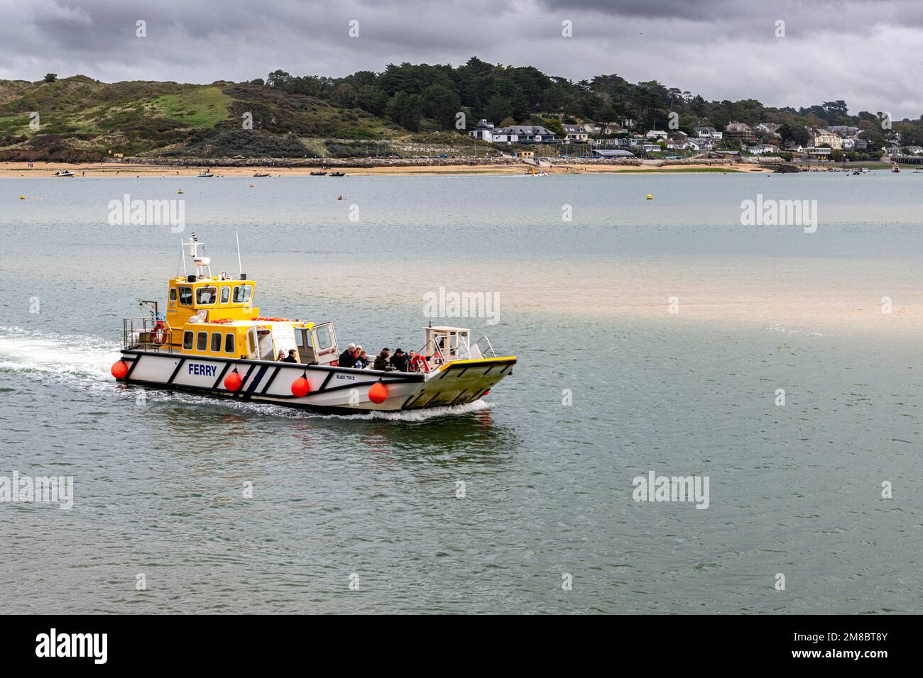 Black Tor ferry arriving at Padstow from Rock, Cornwall Stock Photo