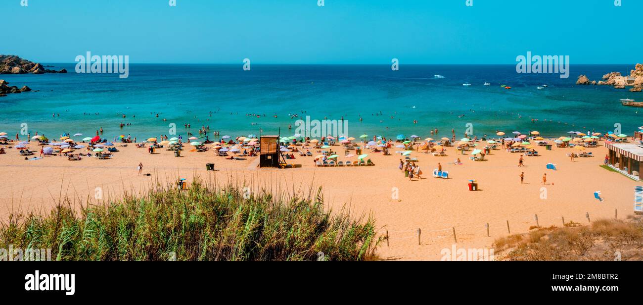 Mellieha, Malta September 5, 2022 A panoramic view over the Golden