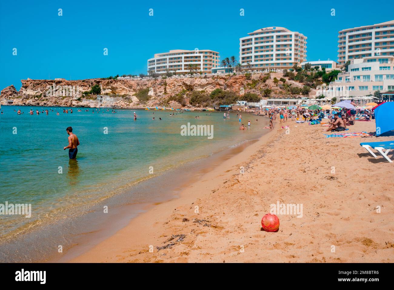 Mellieha, Malta September 5, 2022 Some people enjoy the good weather