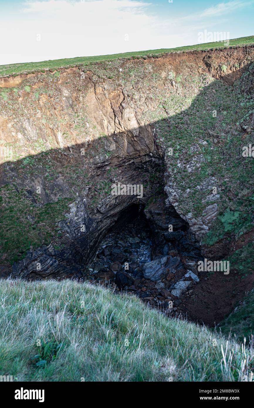 Trevone Round Hole, Cornwall Stock Photo