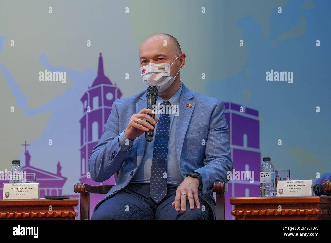 Taipei, Taiwan. 13th Jan, 2023. Eugenijus Sabutis, Member of the Seimas addressing the media at the Press Conference for the Lithuanian Delegation of Parliamentary Members on National Security and Defense Affairs in Taipei. Credit: SOPA Images Limited/Alamy Live News Stock Photo