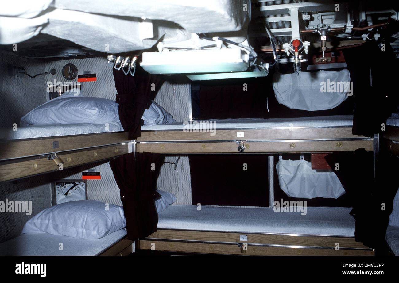 A view of an enlisted berthing area aboard the nuclearpowered