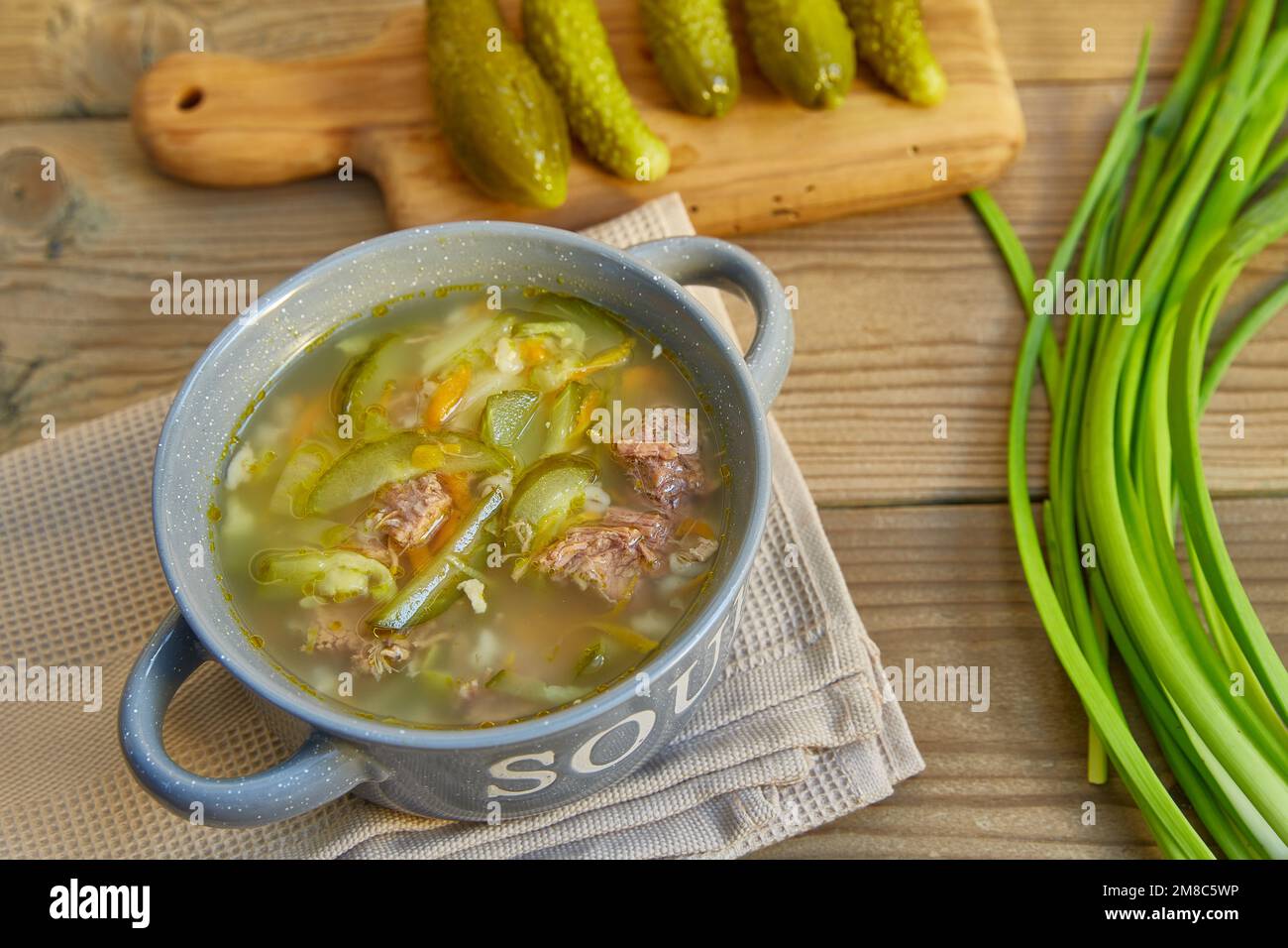 National Russian Ukrainian, Polish cuisine. Dish pickle soup with