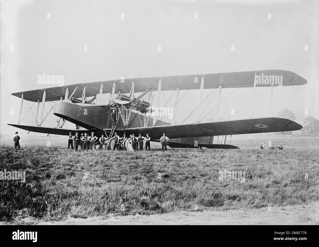 Vintage photo circa 1918 of a British Handley Page V/1500 heavy bomber during world war one. Developed as a heavy night bomber it first flew on May 22 1918 Stock Photo